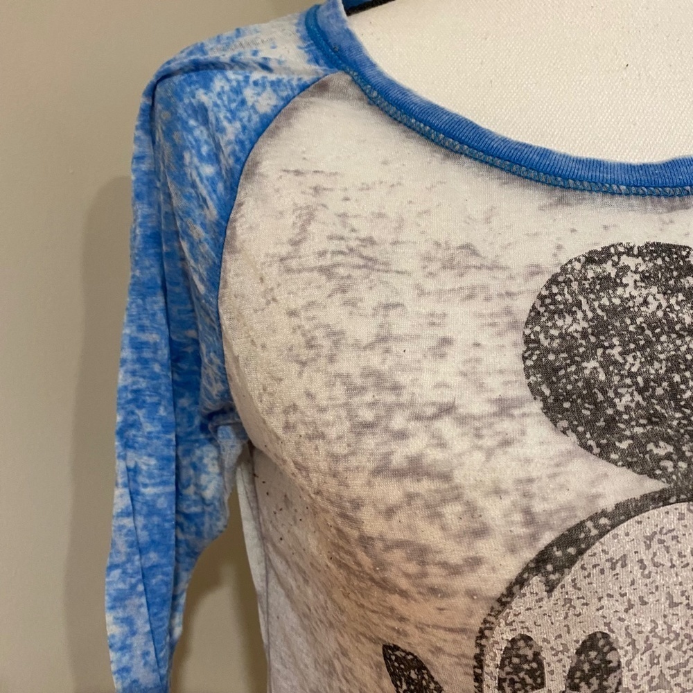 *MICKEY* Blue x Gray 3/4 Sleeve Shirt Size Medium - Picture 3 of 6